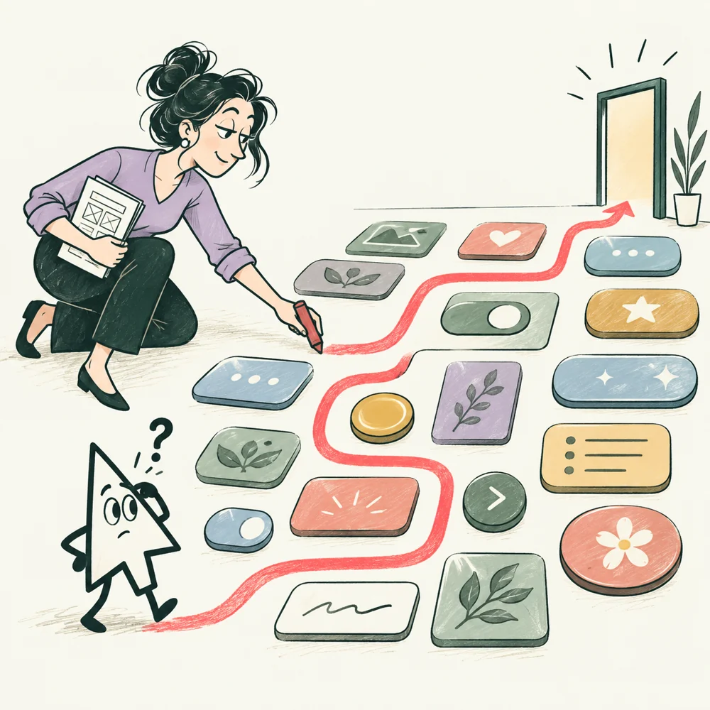 The Designer draws a clear path through a maze of interface buttons.