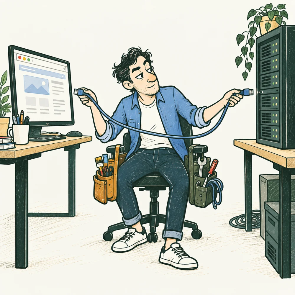 The Full-Stack Developer connects browser and server workbenches.
