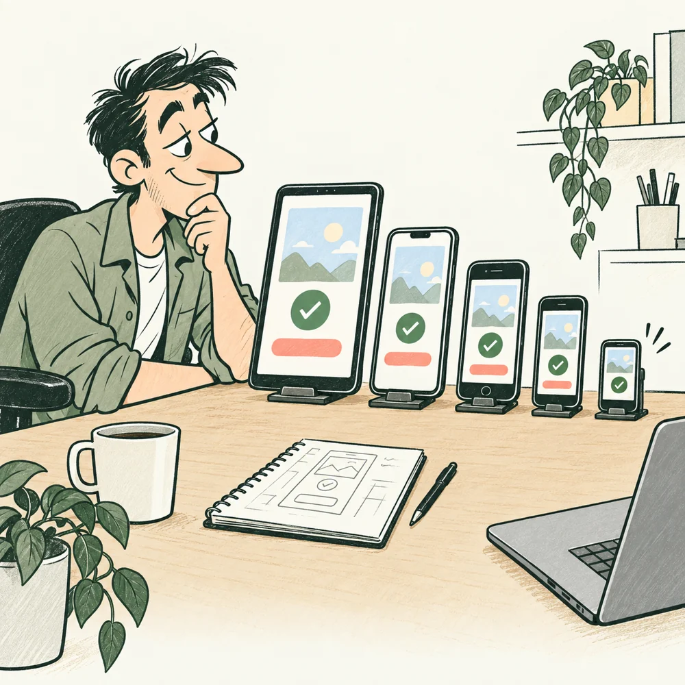 The Mobile Developer compares the same interface on different-sized phones.