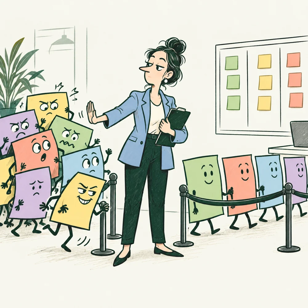 The Product Owner puts competing work items into an ordered queue.