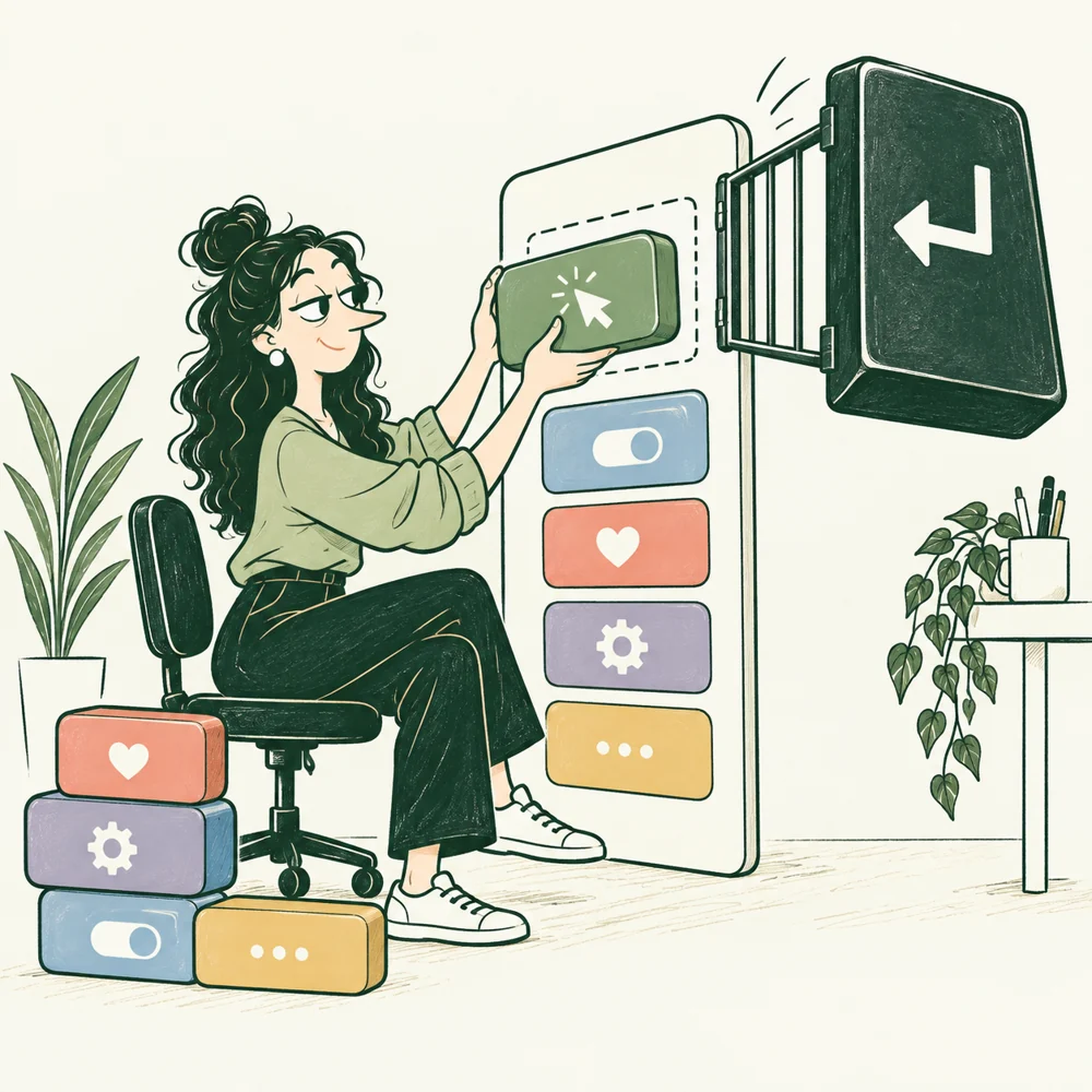 The UI Engineer assembles reusable components with a keyboard access route.